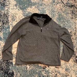 GAP Athletic Men’s Quarter Zip Pullover Gray Fleece Sweatshirt Size Medium